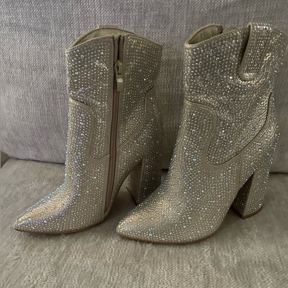 Sparkling Rhinestone Ankle Booties